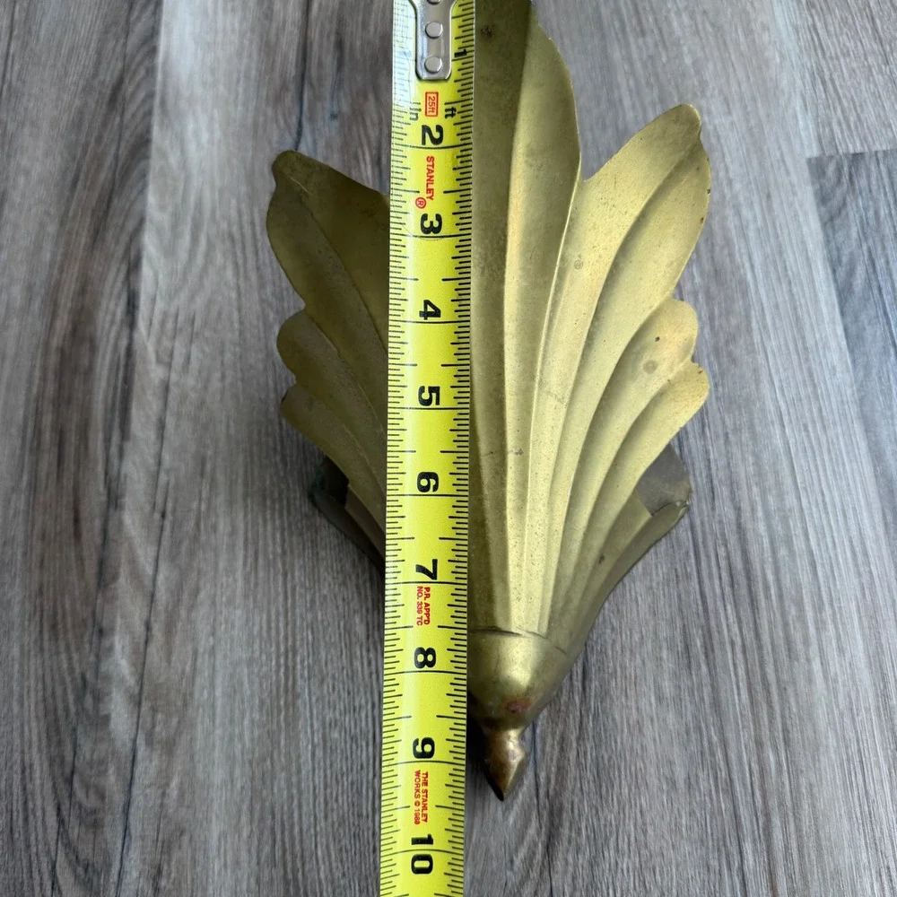 Vintage Brass Wall Pocket Planter Fan Leaf Art Deco Decorative Sconce India